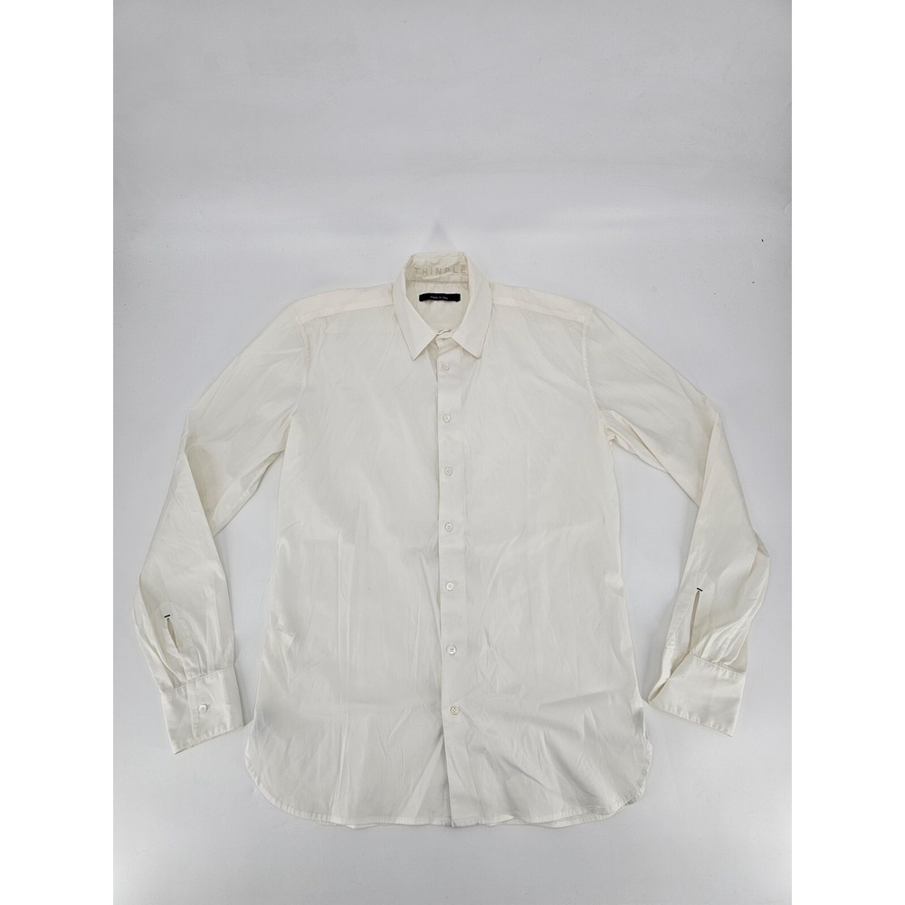 THINPLE White Shirt Men Long Sleeve POP Large Made In Italy Thinking‎ Simple